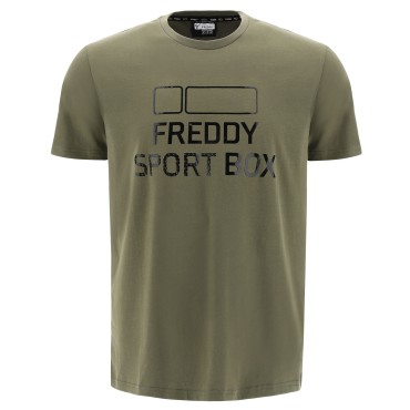 T-shirt monocolore con grande stampa lucida FREDDY SPORT BOX